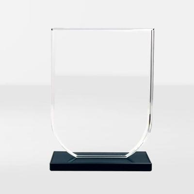 China crystal shield awards blank plaque with black base for sale