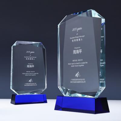 China Cheap blank glass crystal awards plaque trophies for Engraving for sale