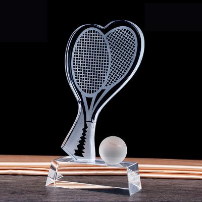 China popular crystal trophy craft for Tennis Sports Gifts Te koop