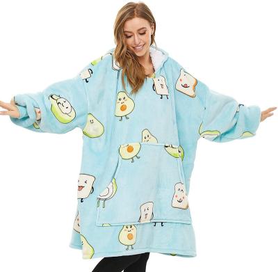 China Hot Selling Avocado Anti-Pulling Sherpa Blanket Hoodie Oversized Wearable Blanket Hoodie for sale