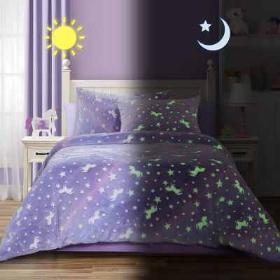 China Glow in the Dark Glow in the Dark Queen Bedding Sets with Matching Pillow Case Unicorn Bedding for sale