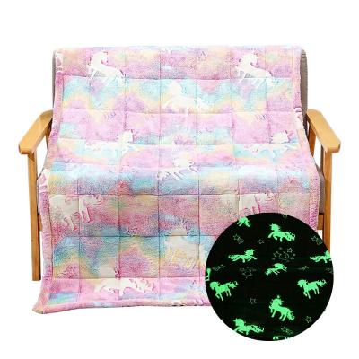 China Anti-pilling glow in the dark unicorn heavy weight blanket kids weight blanket for sale