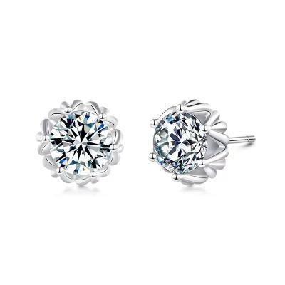 China CLASSIC Snowflake Stud Earrings Ladies S925 Flower Moissanite Earrings Stainless Steel Jewelry Sterling Silver Stud Earrings for sale