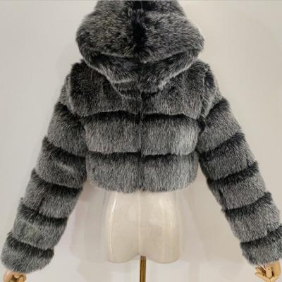 China New Fashion Anti-wrinkle Winter Fox Fur Coat Women Long Sleeves Plus Size Bubble Fur Coat With Hood for sale