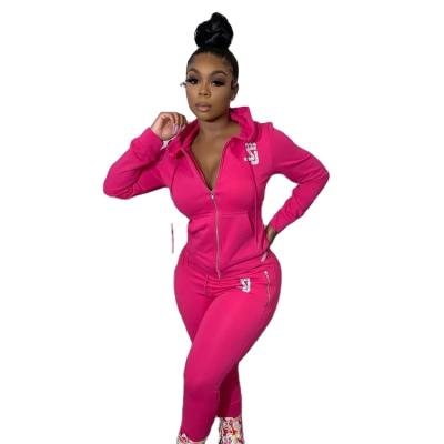 China 2021 Anti-wrinkle Fashion Apparel Joggers Hoodie Tracksuits Falls Two Piece Clothing For Women for sale