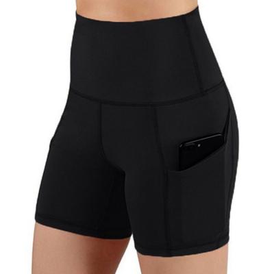 China Hot Selling QUICK DRY Women's Yoga Short Side Pockets High Waist Workout Sports Running Shorts for sale