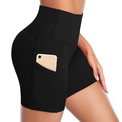 China Hot Selling QUICK DRY High Waisted Shorts With Pocket Workout Yoga Fitness Women Compression Tight Running Exercise Biker Shorts for sale