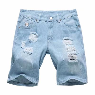 China New Style 2021 Summer Breathable Wholesale Denim Ripped Casual Cut Up Half Jeans Short Pants For Men for sale