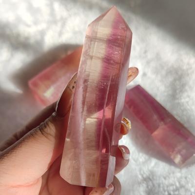 China China Wholesale Crystals Stone Natural Gemstone Crystal Point Pillar Crystal Pink Purple Fluorite Stone Quartz Healing for sale