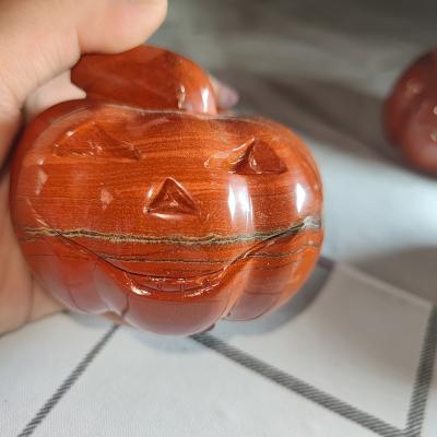 China Wholesale Europe Crystal Natural RedJade Pumpkin Halloween Decoration Pumpkin for sale