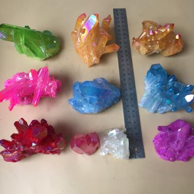 China China Healing Wholesale Pink Aura Quartz Titanium Crystal Cluster Spirit Crystals for sale