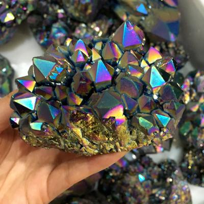 China Wholesale Electroplating Color Angel Aura Quartz Crystals Iridescent Natural Titanium Crystal Cluster From China for sale