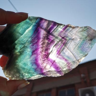 China China Wholesale Polished Natural Fluorite Quartz Crystal Plate Slice Home Decoration Gift for sale