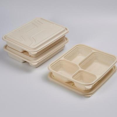 China Disposable Eco-Friendly Biodegradable Eco-friendly Clamshell To-Go Box DisposablePLA Take Out Fast Food Hinged Food Containers for sale