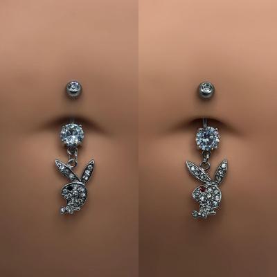 China Boy Piercing Bunny Dangle Belly Button Ring Bunny Belly Button Ring Play Cute Hypoallergenic Rabbit Navel Ring Available for sale