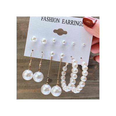 China Top Quality TRENDY Widely Used Pearl Drop Earrings Big Circle Earrings Women's Trendy Jewelry for sale