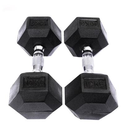 China Universal Wholesale Home Hex Neoprene Cast Iron Equipment Fitness Weightlifting Coat Rubber Dumbbell For Sale Dumbbell Set for sale