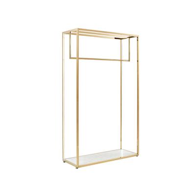 China Customized Retail Led Gold Clothing Rack Clothing Pop Or Beam Clothing Display Rack Clothing Store Furniture for sale