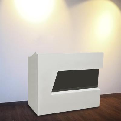 China Small White Modern Reception Front Design Counter Beauty Counter Office MDF Salon for sale