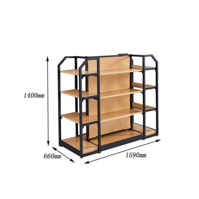 China Double-sided wooden supermarket fruit and vegetable display rack rack shelf equipment for sale