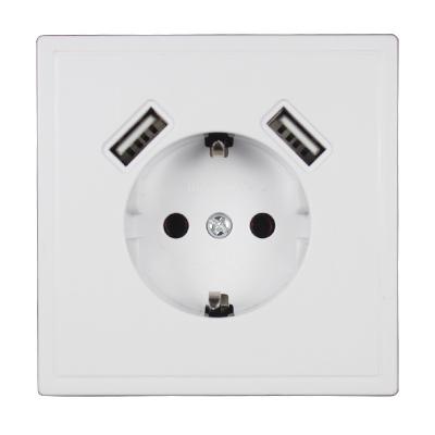 China Double USB Ports High Quality Wall Socket Sockets USB Charging European Standard German Usb Electrical Wall Socket for sale