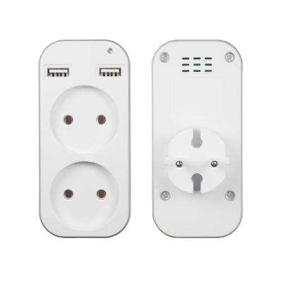 China Dual USB Ports 2 Slot Usb Extension Conversion Charging Plug Outlets 2A 5V USB Multi Extension Socket European Double Socket for sale