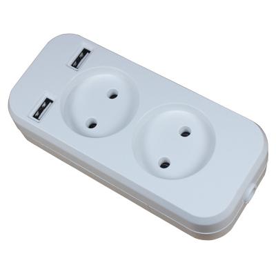 China Dual Charging Multi Ports KE-01 USB Extension Socket Power Strip Outlets European 2A 5V 2 Slot EU Plug Usb Extension Plug for sale