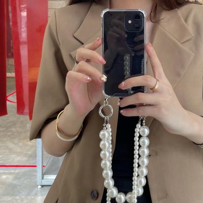 China Long Lanyard Crossbody Pearl Phone Case Luxury Shockproof For iPhone 13 12 11 pro X max XS XR 7 8 plus Se 2020 for sale