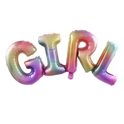 China All Custom Foil Letter Girl Rainbow Foil Gradient Letters Balloon for sale