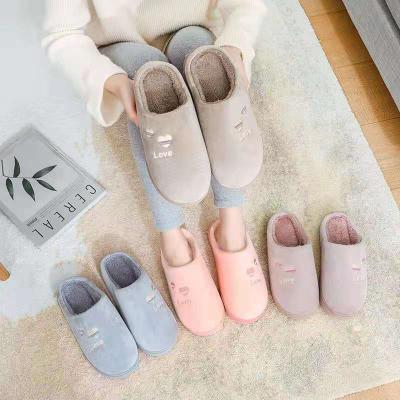 China New Love Trend Fashion Thick Plush Warmth Winter Home Non-slip Slippers for sale