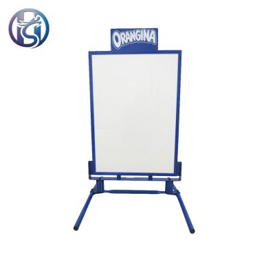 China Outdoor Shops Sign Frames And Holders With Spring Base 2 Sided Metal PVC Panel Sidewalk Windproof Signs for sale