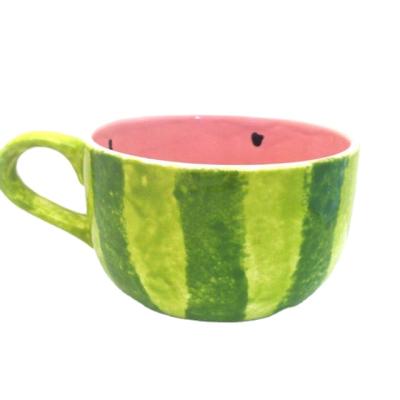 China Europe Ceramic Cute Mug Custom Green Watermelon Coffee Mug for sale