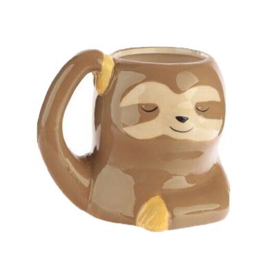 China Viable Custom Porcelain Animal Mug For Kids Wholesale Ceramic 3D Monkey Custom Mug For Coffee for sale