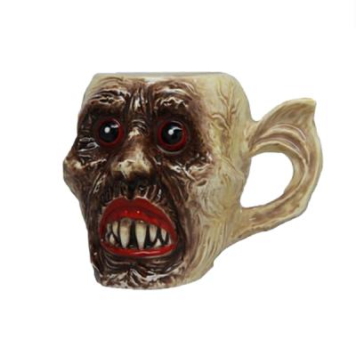 China Europe Halloween Decor Dead Walking Monkey Ceramic Tiki Zombie Mug for sale