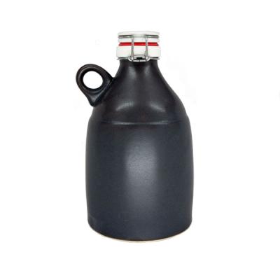 China Disposable Custom Shaped Jug Matt Black Ceramic Beer Growler Wine Wholesale for sale