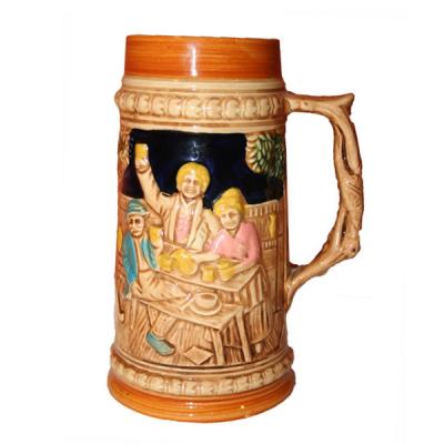 China Europe Embossed Family Ceramic German Beer Mug for sale