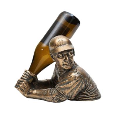 China Custom Direct Resin Wine Rack Factory Polyresin Wine Rack Gift Funny Chicago Cubs Player Wine Bottle Holder for sale