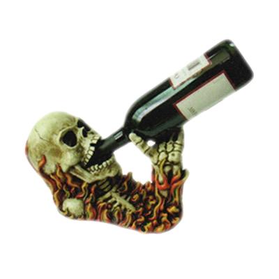 China Novelty Resin Skull Viable Handmade Wine Rack Custom Shaped Wine Bottle Holder for sale