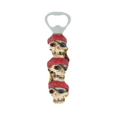 China Viable Special Custom Resin Three Pirate Skull Novelty Wine Bottle Opener for sale