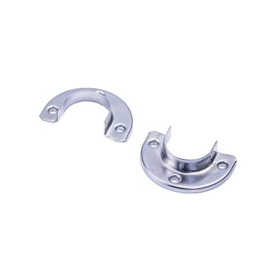 China Modern Cold Rolled Steel Round Tube Chrome Nickel Plated 25Mm Semicircle Wardrobe Railing Bracket Flange Cabinet Parts for sale