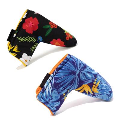 China Custom Logo Printed Polyester Soft Magnetic Polyester Golf Head Cover Blade Putter Head Covers for sale