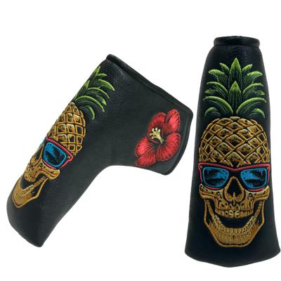 China Black Custom Leather/Accepted Logo Pu Synthetic Leather Blade Custom Putter Embroidery Golf Club Headcovers Magnetic Cover for sale