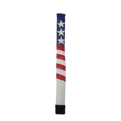 China Protect Golf Club Head Customized OEM High Quality PU Leather Patch Golf Headcover USA Golf Alignment Stick Cover for sale