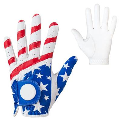 China Wholesale Custom USA Logo Cabretta Pu Soft Comfortable Feel Leather Washable Slip Non Mark Golf Gloves for sale