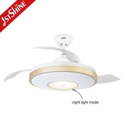 China 42 Inch 1stshine Modern AC Motor Night Light Mute Retractable Blade Led Ceiling Fan For Bedroom for sale