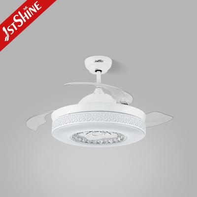 China 1stshine 42 Inch 3 Blades ABS Foldable Acrylic Lamp Shade Luxury Led Retractable Ceiling Fan for sale