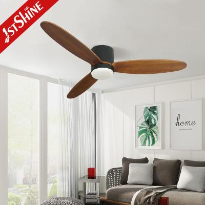 China Ceiling Fan 1stshine 52 Inch DC Motor 3 Blades Decorative Solid Wood Led Ceiling Fan With Light for sale