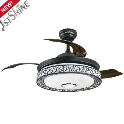 China 1stshine new arrival foldable 230v 42 inch retractable chandelier ceiling fan with speaker for sale