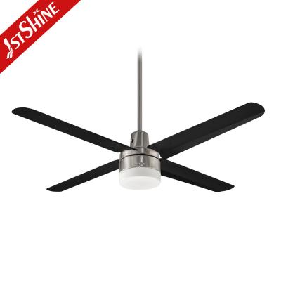 China 1stshine Ceiling Fan 52 Inch Brushed Metal Remote Control Flush Blade Nickel Mount Restaurant Lamp Modern Ceiling Fan With Light for sale