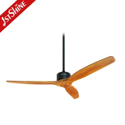 China 1stshine Solid Wood 52 Inch Modern Simple Style Decorative Wooden Remote Control Ceiling Fan With Lamp for sale